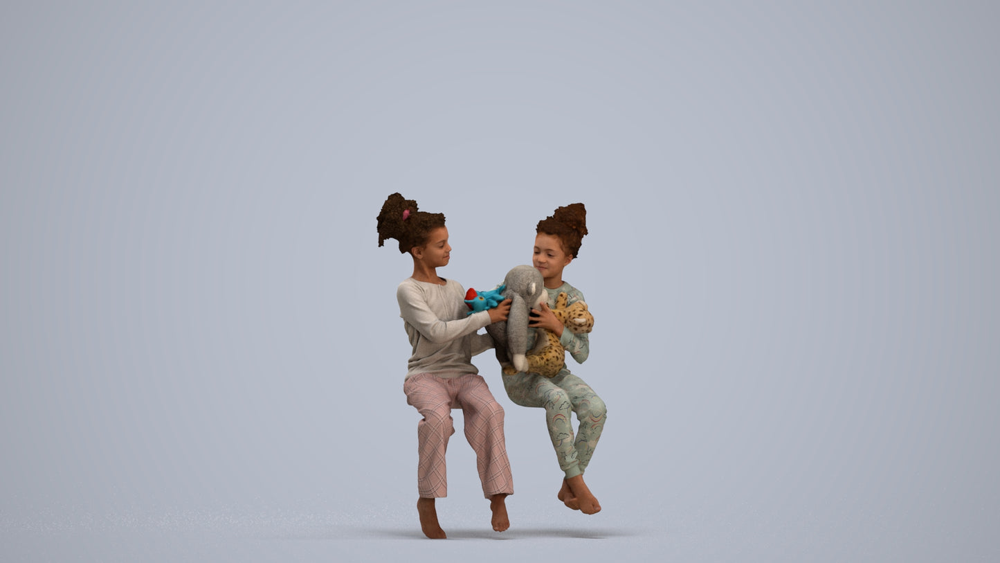 realistic 3D people girl kids, render-ready for V-Ray and Corona, FBX OBJ, standing pose render