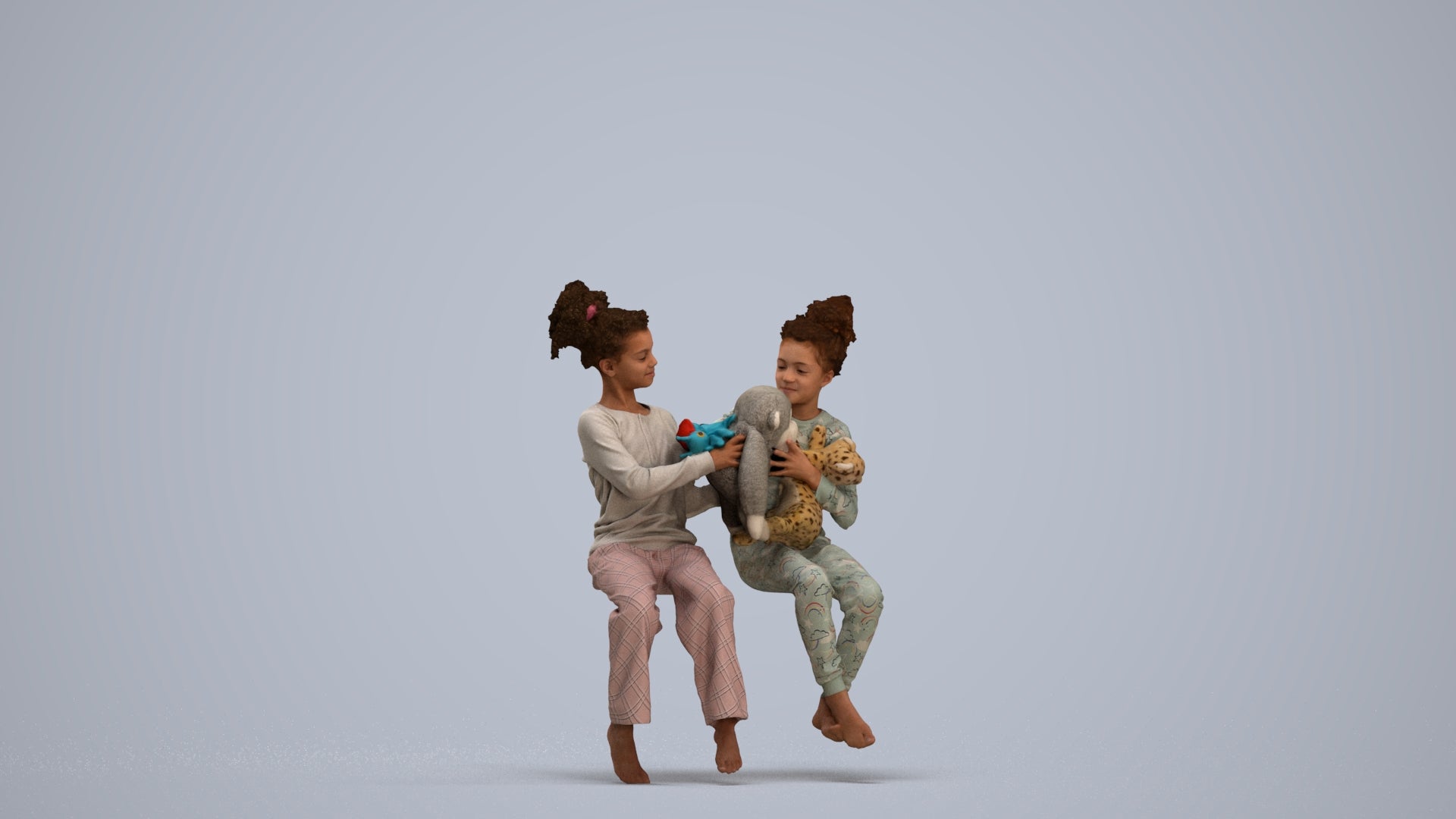 realistic 3D people girl kids, render-ready for V-Ray and Corona, FBX OBJ, standing pose render