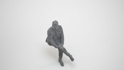 3D people model man business, scanned human for 3ds Max rendering, wireframe three-quarter view