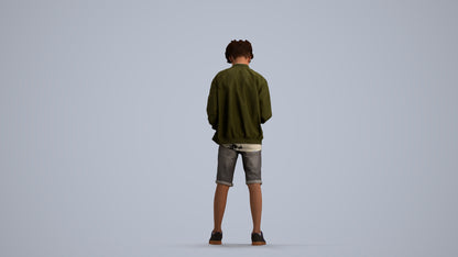 scanned 3D boy casual mix, photogrammetry people for Enscape and V-Ray, front view render