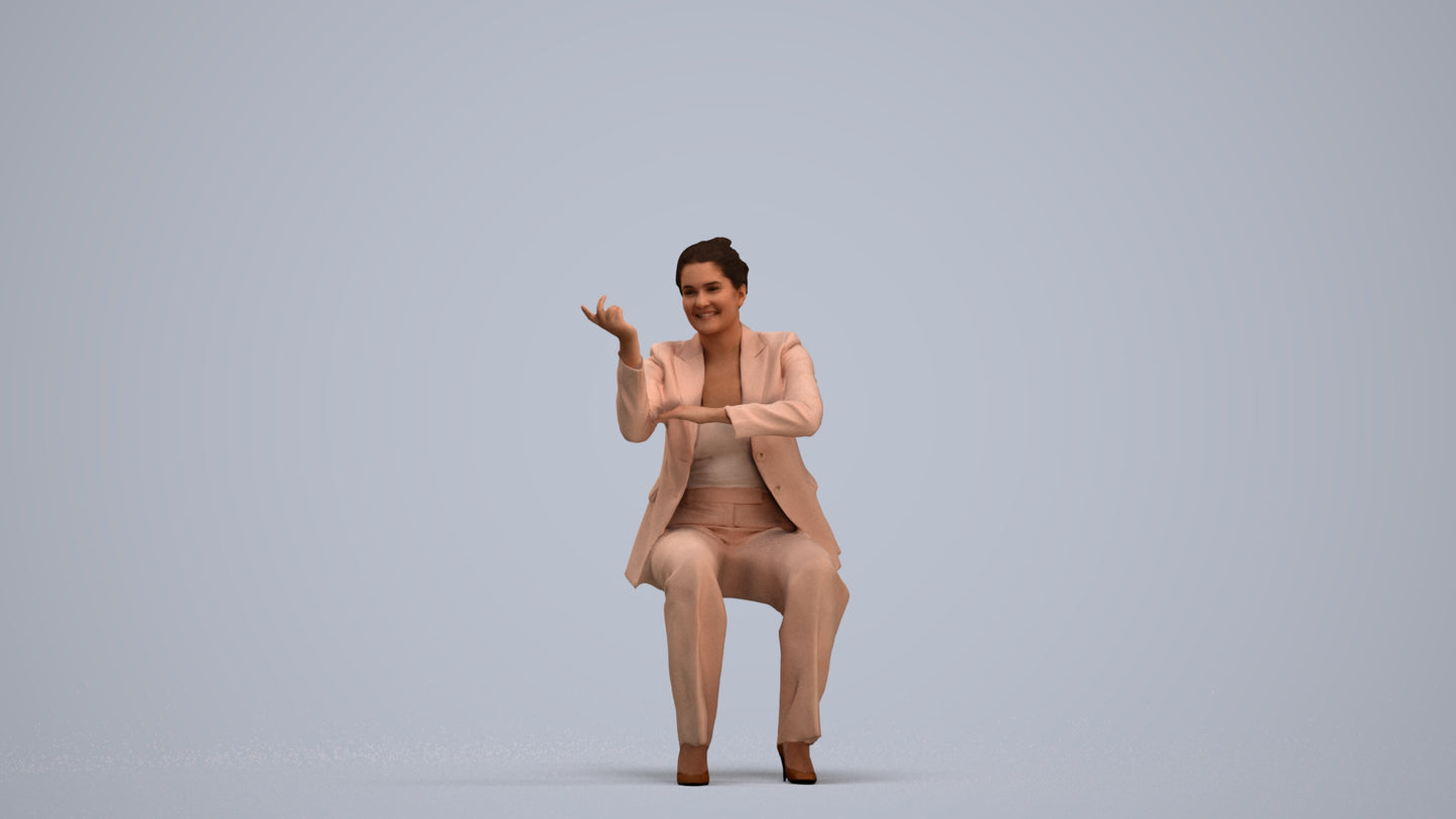3D people model woman business, scanned human for 3ds Max rendering, standing pose render