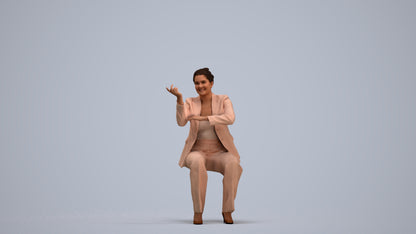 3D people model woman business, scanned human for 3ds Max rendering, standing pose render