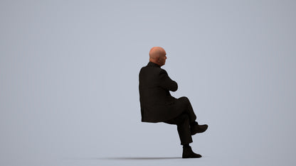 realistic 3D human senior man business mix, archviz people FBX OBJ for Blender, side view render