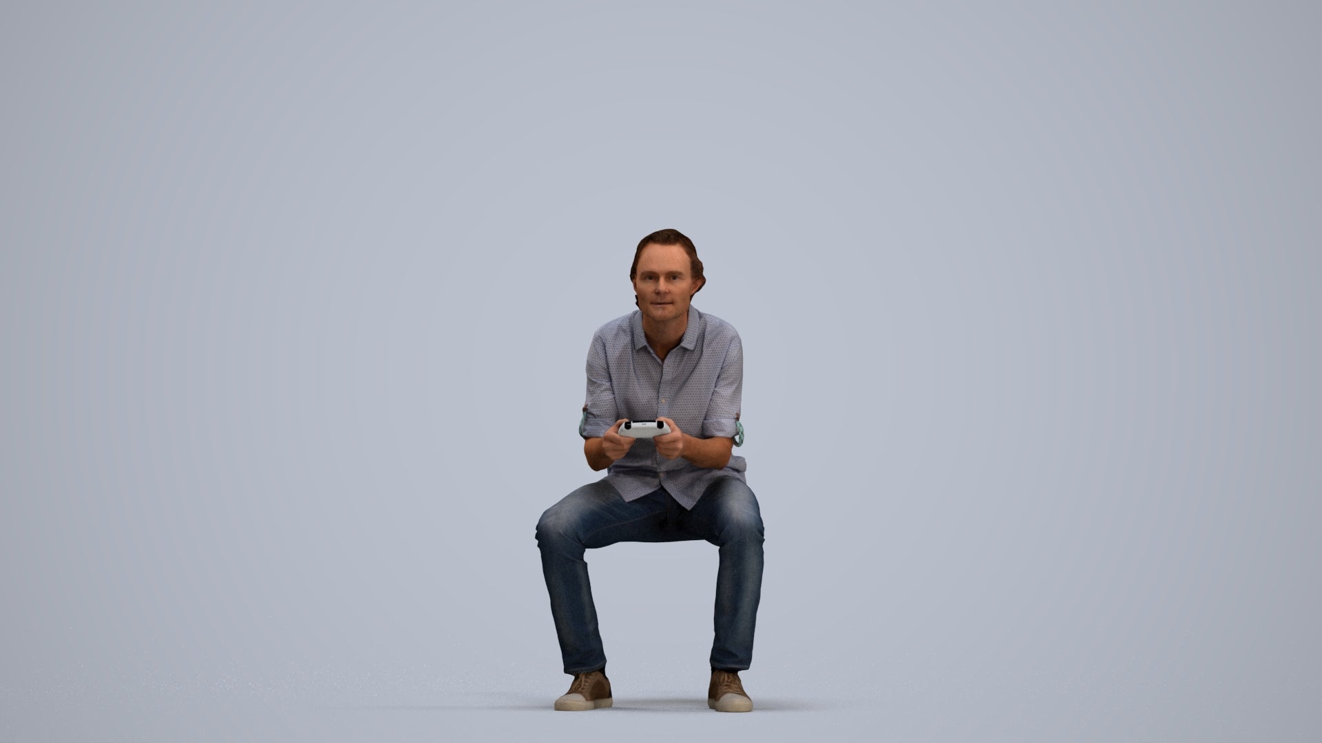 photogrammetry 3D man casual sitting, realistic human model archviz FBX, standing pose render