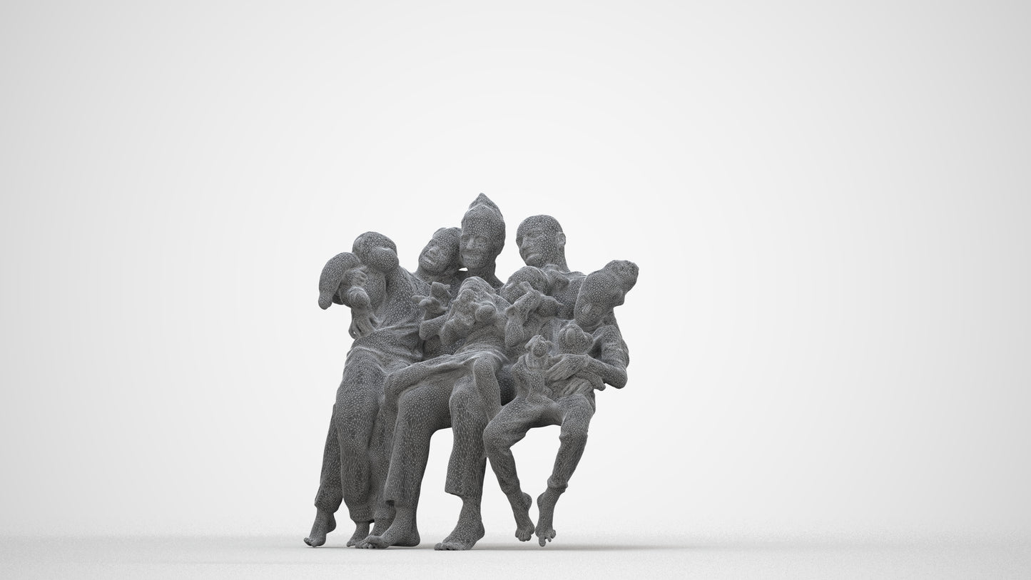 scanned 3D girl casual kids, photogrammetry people for Enscape and V-Ray, wireframe back view