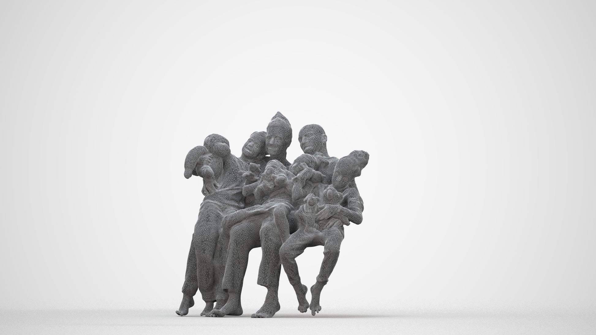 scanned 3D girl casual kids, photogrammetry people for Enscape and V-Ray, wireframe back view