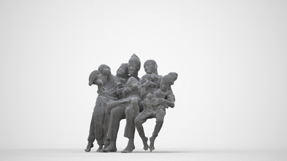 scanned 3D girl casual kids, photogrammetry people for Enscape and V-Ray, wireframe back view