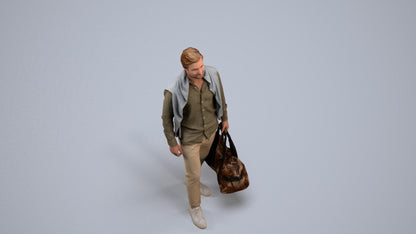 realistic 3D man casual walking, scanned archviz people for Blender and 3ds Max, back view render