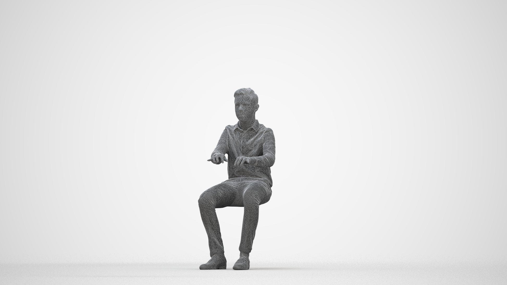 realistic 3D human boy kids, archviz people FBX OBJ for Blender, wireframe back view