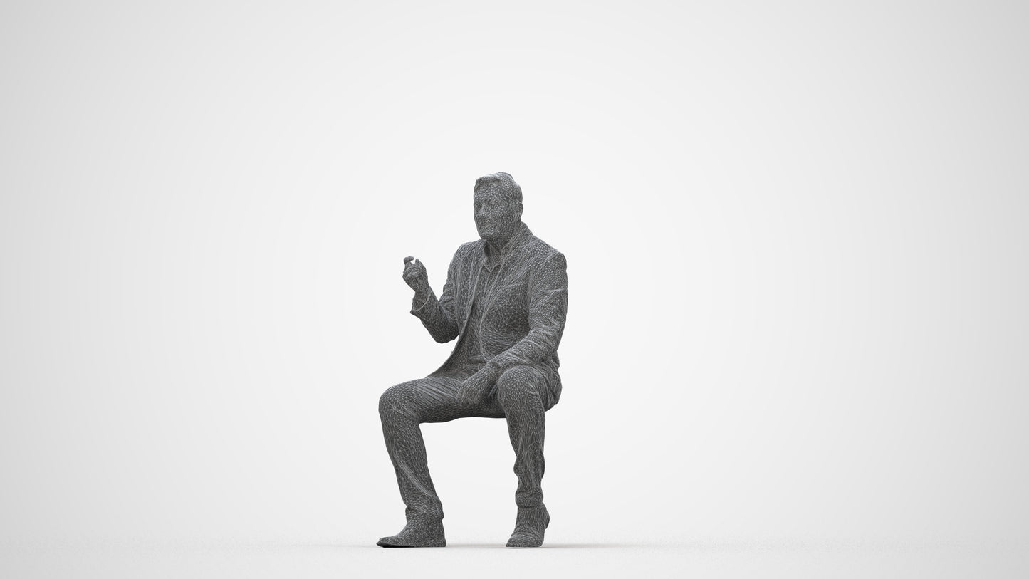 3D scanned man business, photorealistic archviz people for Enscape and SketchUp, wireframe back view