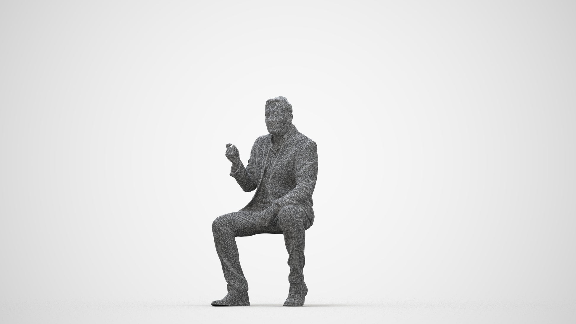 3D scanned man business, photorealistic archviz people for Enscape and SketchUp, wireframe back view