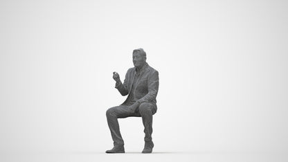3D scanned man business, photorealistic archviz people for Enscape and SketchUp, wireframe back view