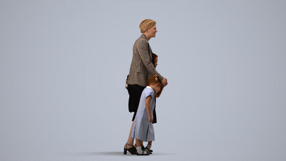 photogrammetry 3D girl kids, realistic human model archviz FBX, side view render