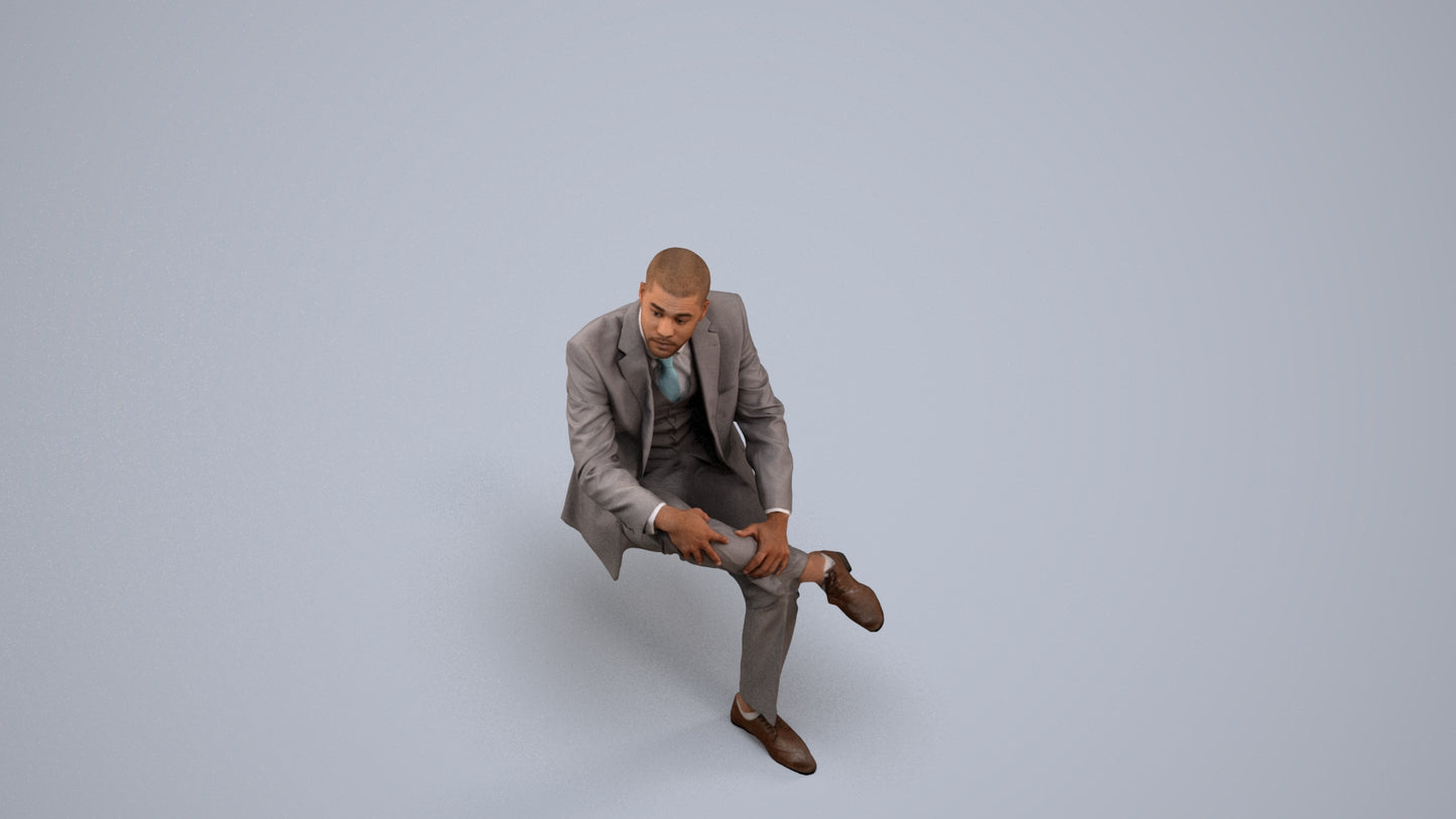 3D people model man business, scanned human for 3ds Max rendering, back view render