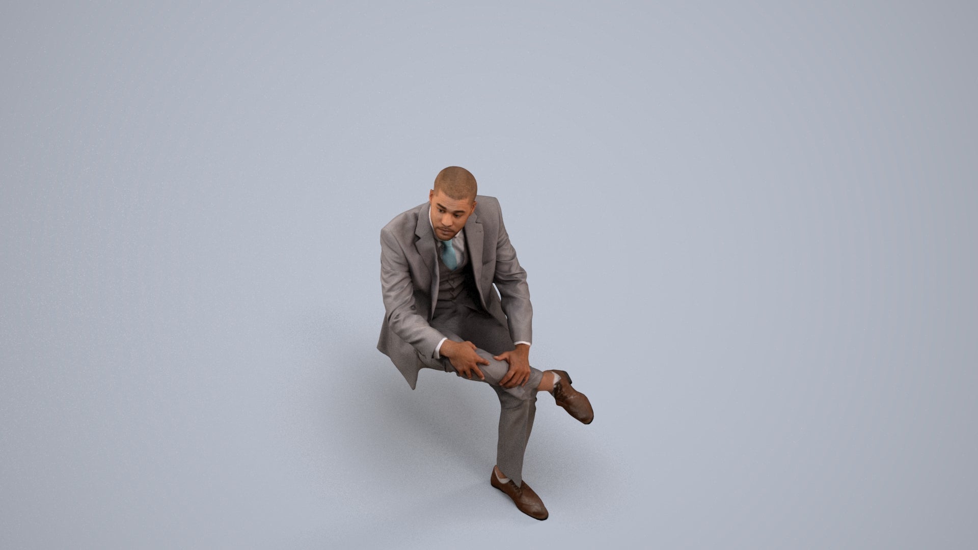 3D people model man business, scanned human for 3ds Max rendering, back view render