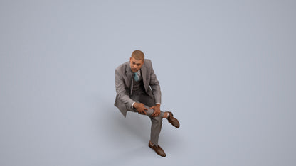3D people model man business, scanned human for 3ds Max rendering, back view render