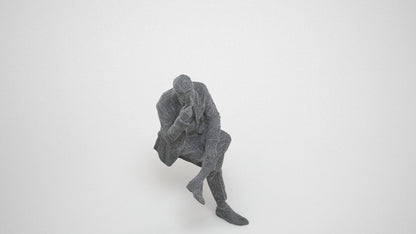 3D scanned senior man business, photorealistic archviz people for Enscape and SketchUp, wireframe three-quarter view