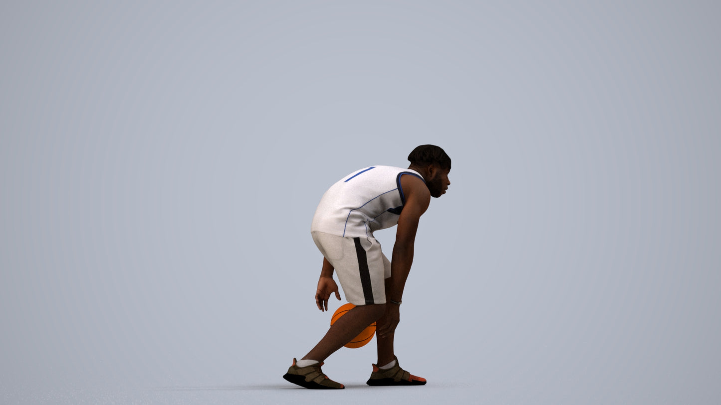 3D people model man sport, scanned human for 3ds Max rendering, side view render