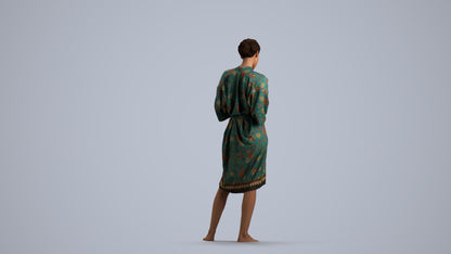 realistic 3D woman casual bathroom, scanned archviz people for Blender and 3ds Max, front view render