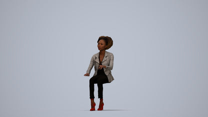 realistic 3D people woman business sitting, render-ready for V-Ray and Corona, FBX OBJ, top-down view render