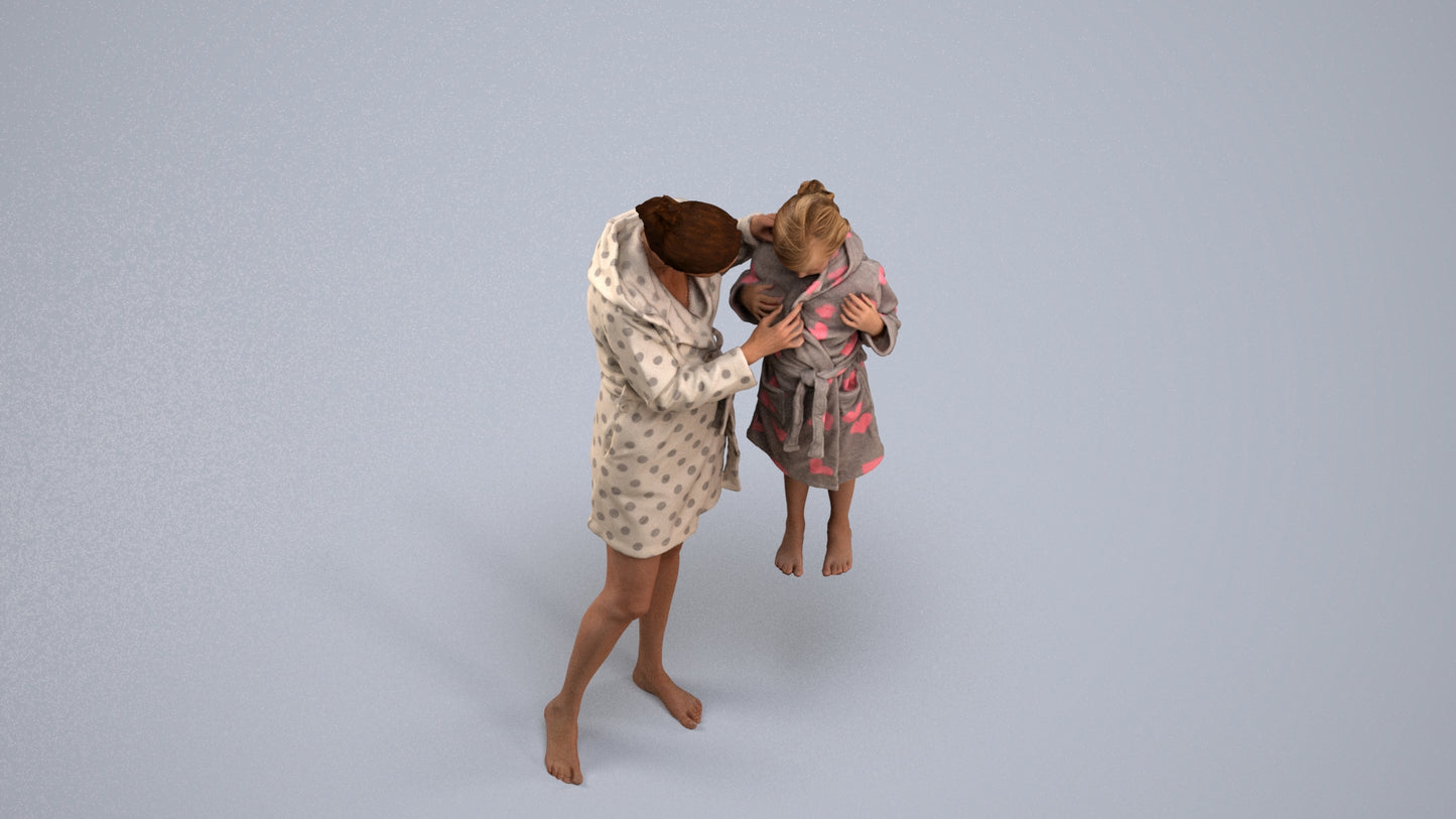 realistic 3D people girl casual kids, render-ready for V-Ray and Corona, FBX OBJ, back view render