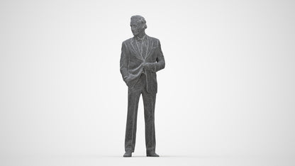 3D scanned man business, photorealistic archviz people for Enscape and SketchUp, wireframe back view