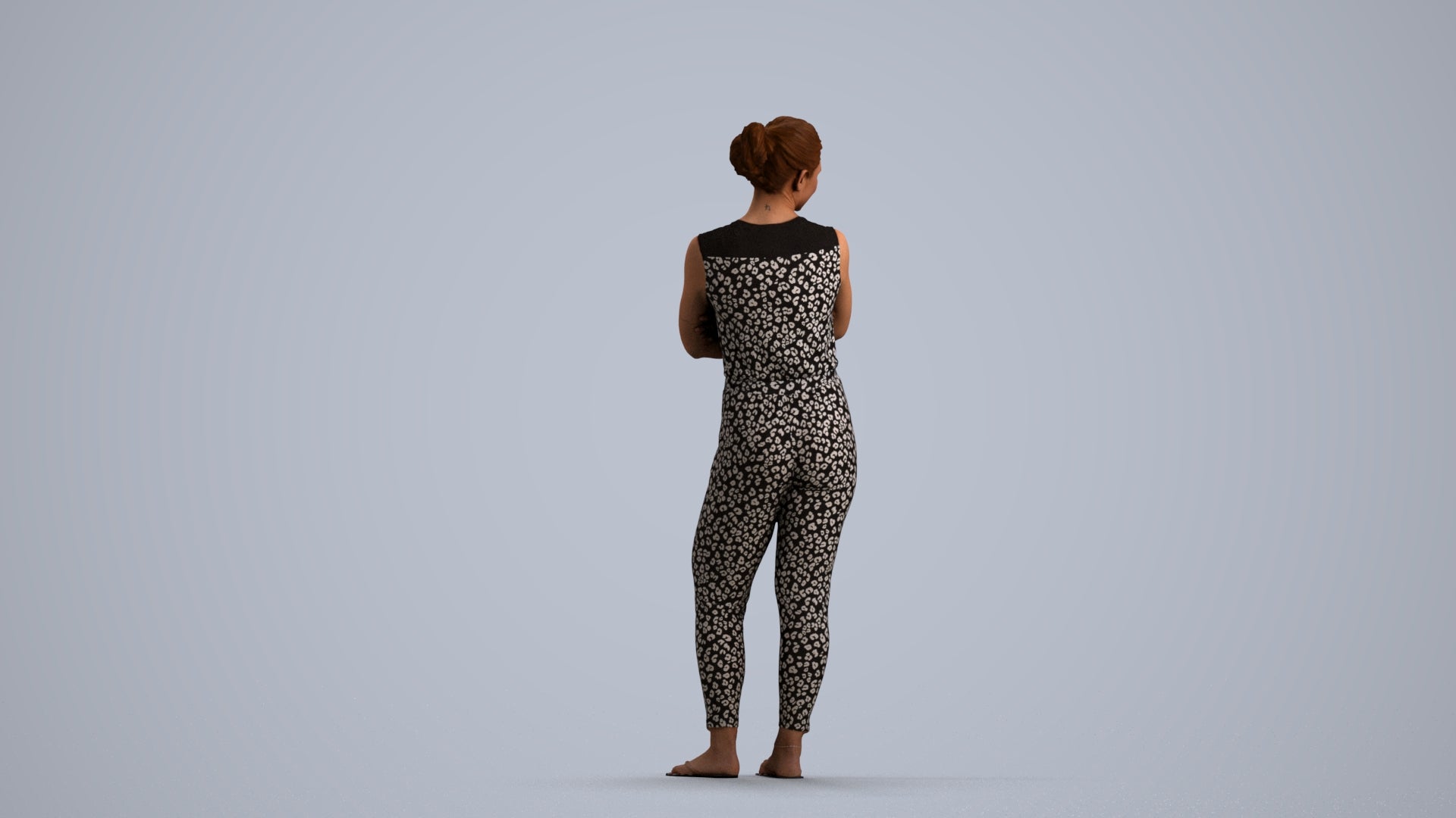 realistic 3D people woman casual standing, render-ready for V-Ray and Corona, FBX OBJ, front view render