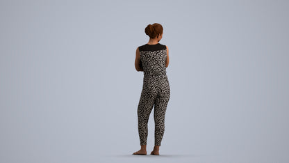 realistic 3D people woman casual standing, render-ready for V-Ray and Corona, FBX OBJ, front view render