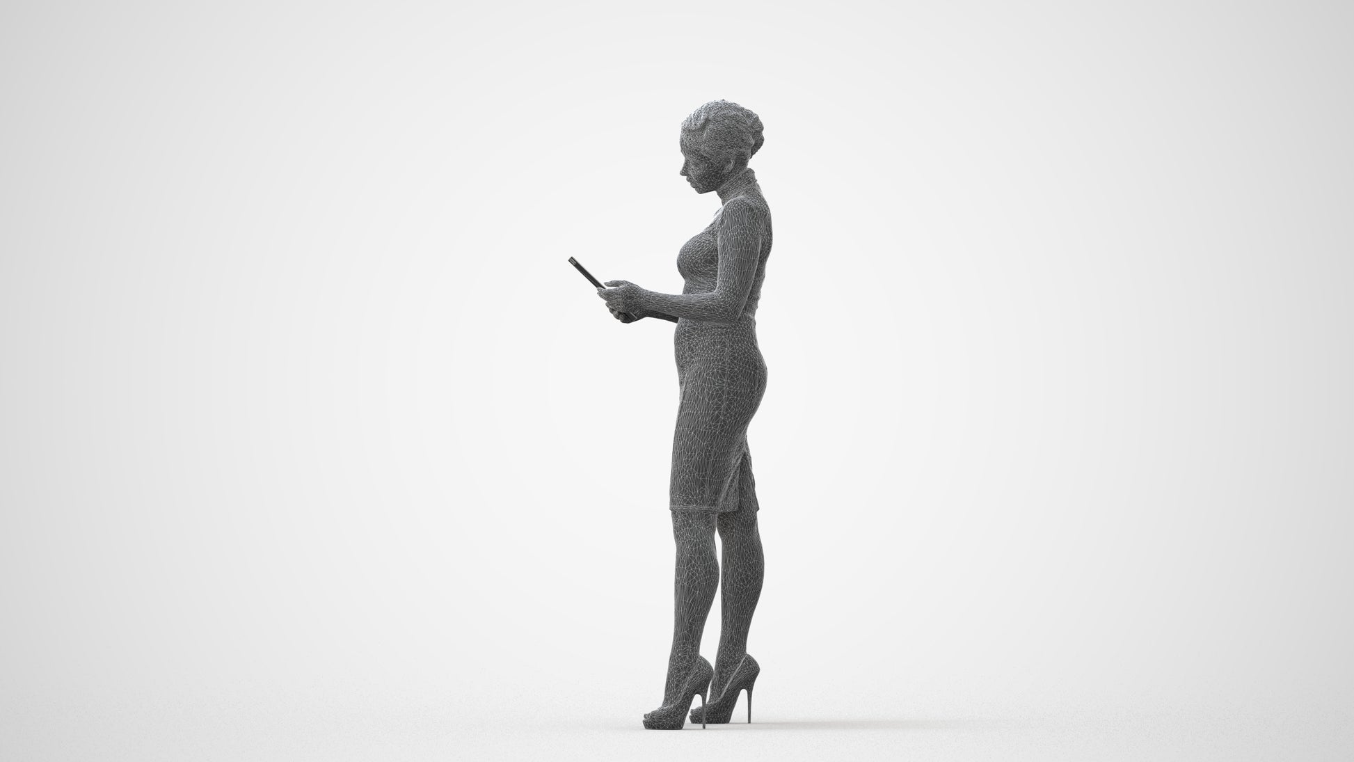 3D scanned woman standing business, photorealistic archviz people for Enscape and SketchUp, square thumbnail