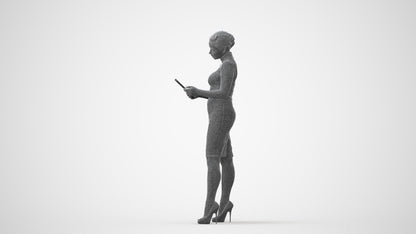 3D scanned woman standing business, photorealistic archviz people for Enscape and SketchUp, square thumbnail
