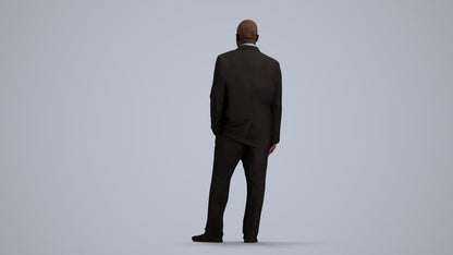 3D human model man business, photogrammetry scanned person for archviz, front view render