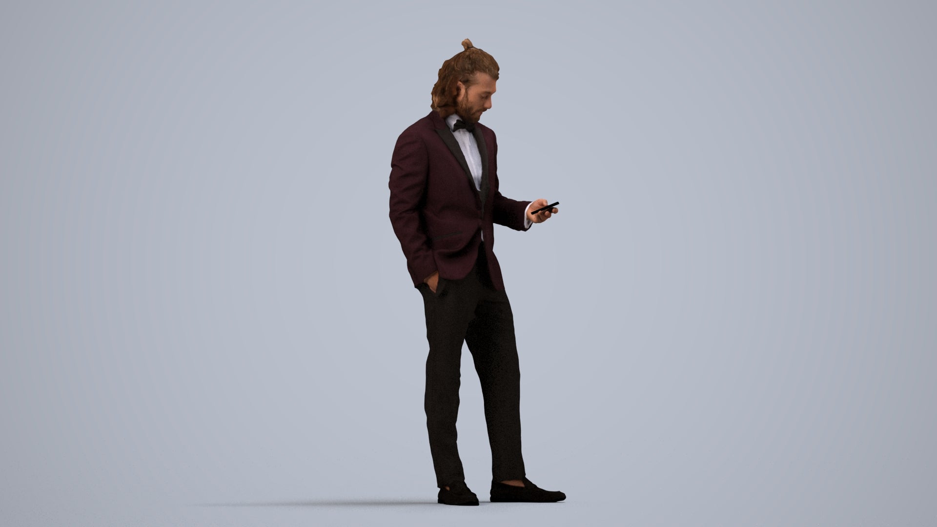 3D people model man formal formalaffairs, scanned human for 3ds Max rendering, side view render