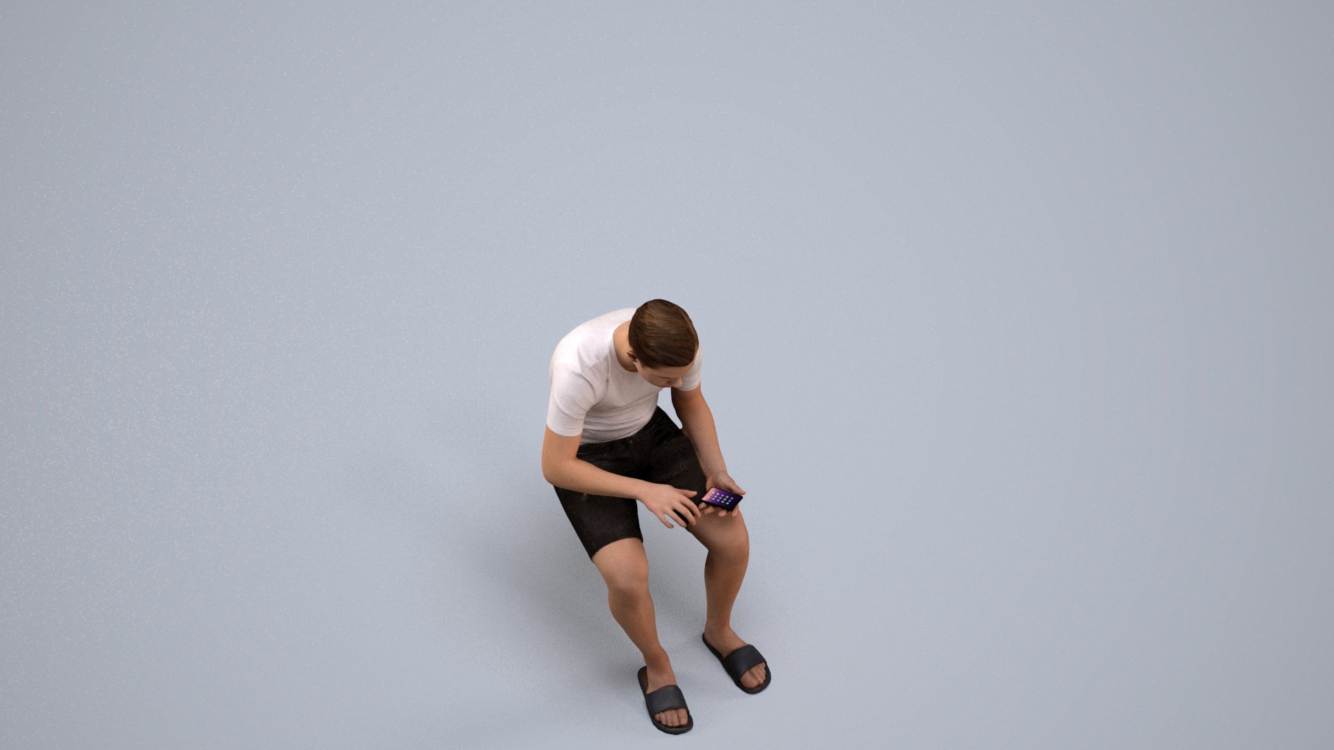3D human model boy casual kids, photogrammetry scanned person for archviz, back view render