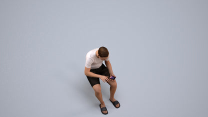 3D human model boy casual kids, photogrammetry scanned person for archviz, back view render
