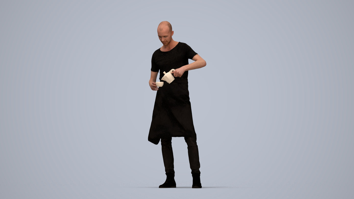 3D scanned man standing, photorealistic archviz people for Enscape and SketchUp, top-down view render