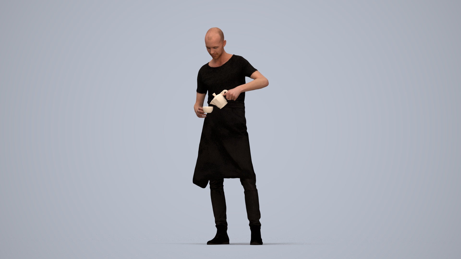 3D scanned man standing, photorealistic archviz people for Enscape and SketchUp, top-down view render