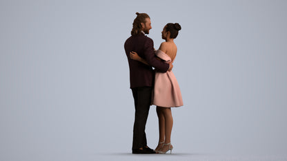 3D scanned woman dancing formal, photorealistic archviz people for Enscape and SketchUp, front view render