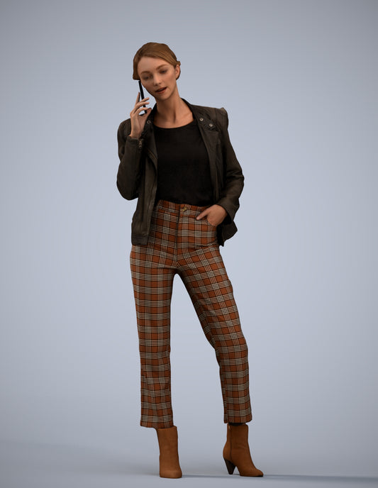 3D scanned woman standing business, photorealistic archviz people for Enscape and SketchUp