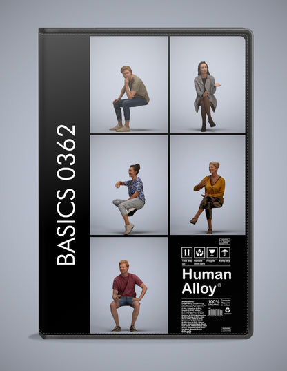 realistic 3D humans sitting pack, 5 archviz people FBX OBJ for Blender