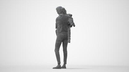 3D scanned girl kids casual, photorealistic archviz people for Enscape and SketchUp, square thumbnail