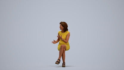 3D scanned woman sitting business, photorealistic archviz people for Enscape and SketchUp, standing pose render
