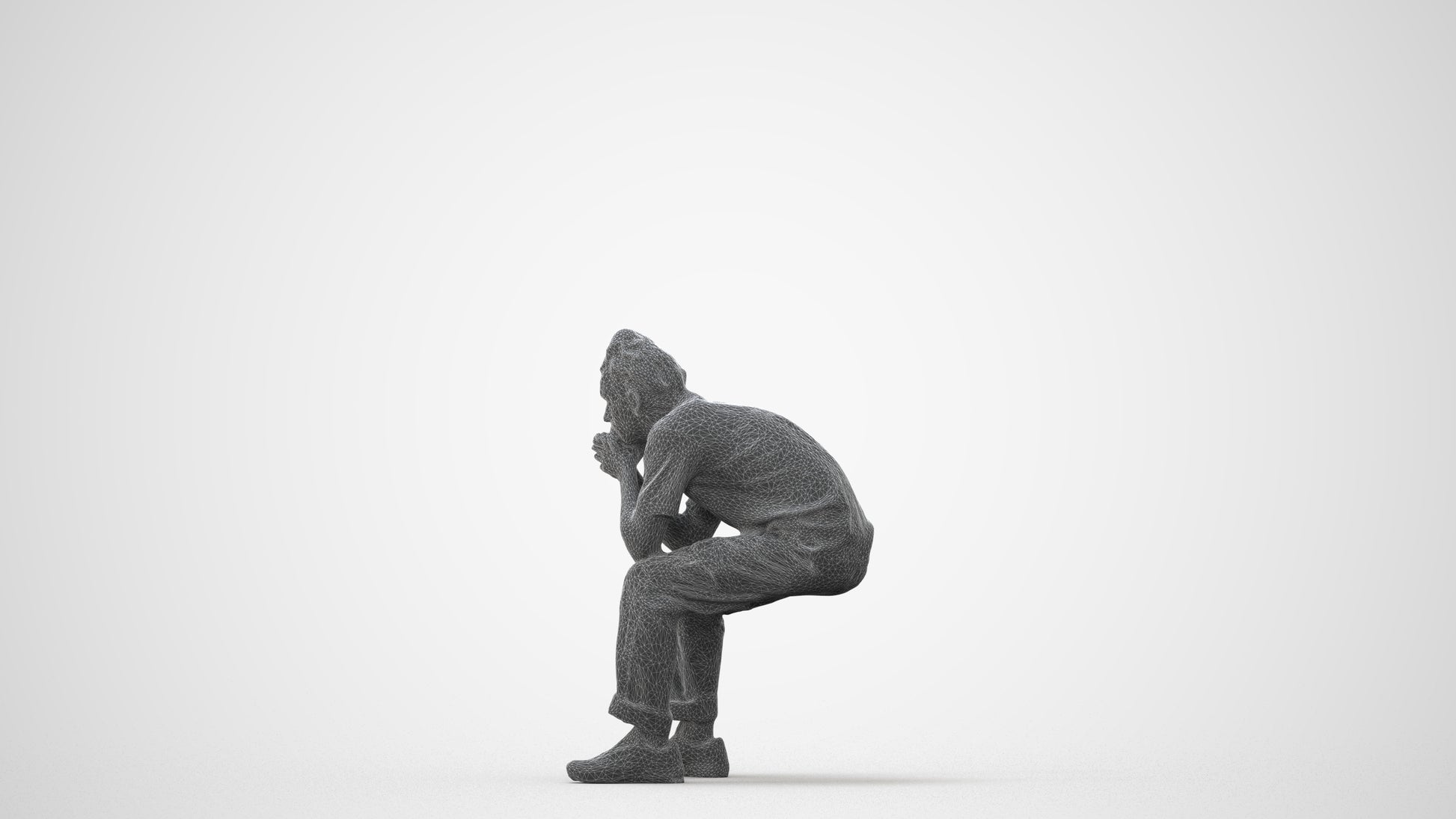 realistic 3D man casual sitting, scanned archviz people for Blender and 3ds Max, square thumbnail