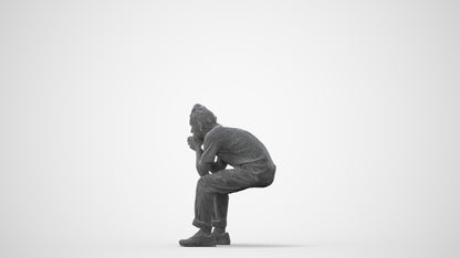 realistic 3D man casual sitting, scanned archviz people for Blender and 3ds Max, square thumbnail