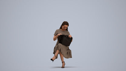 3D people model woman casual sitting, scanned human for 3ds Max rendering, standing pose render
