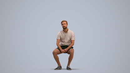realistic 3D people man casual sitting, render-ready for V-Ray and Corona, FBX OBJ, standing pose render