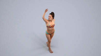 3D people model woman sport pool, scanned human for 3ds Max rendering, back view render