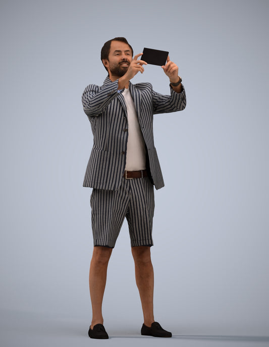 3D scanned man standing business, photorealistic archviz people for Enscape and SketchUp