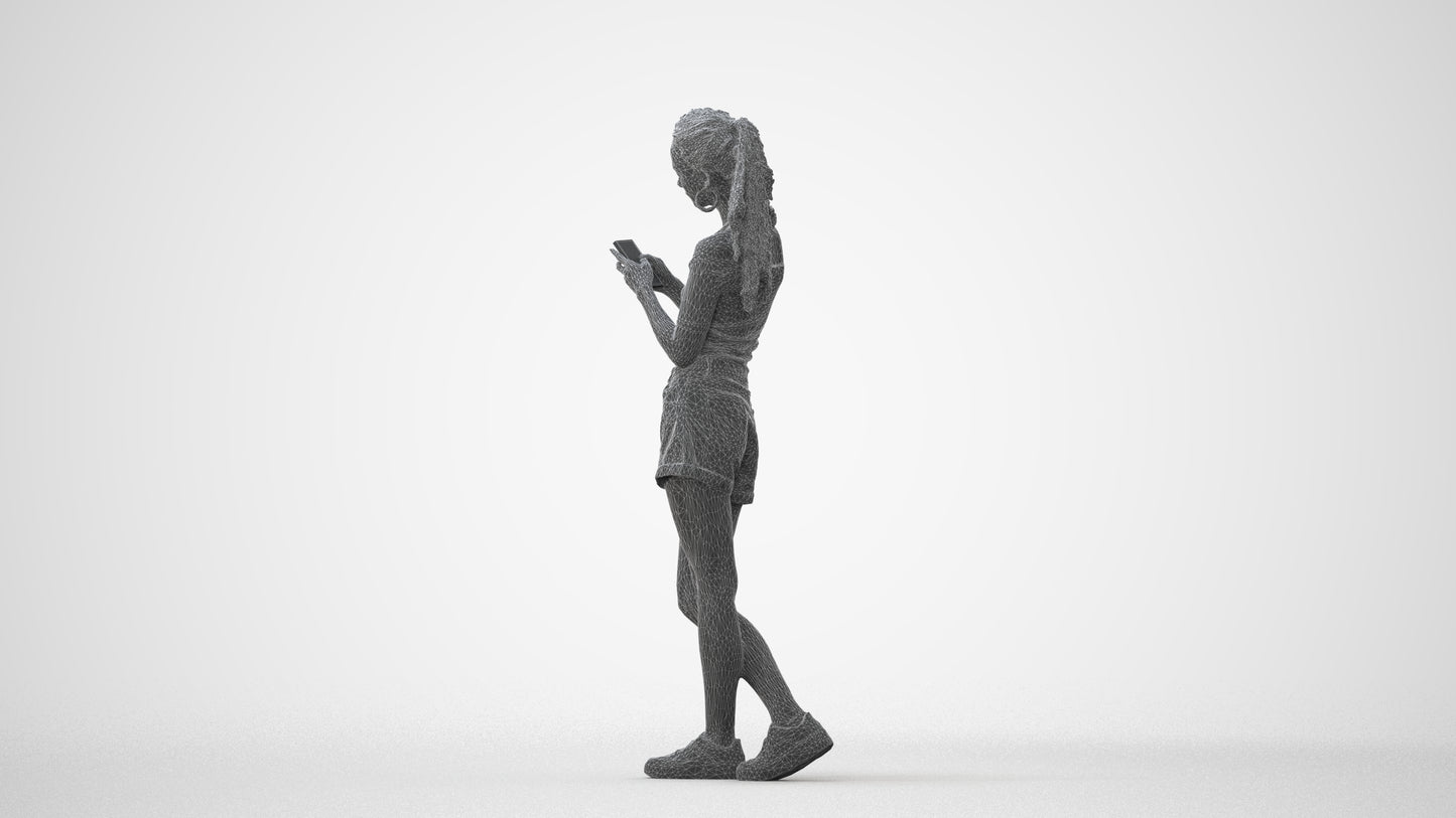 3D people model woman casual standing, scanned human for 3ds Max rendering, square thumbnail