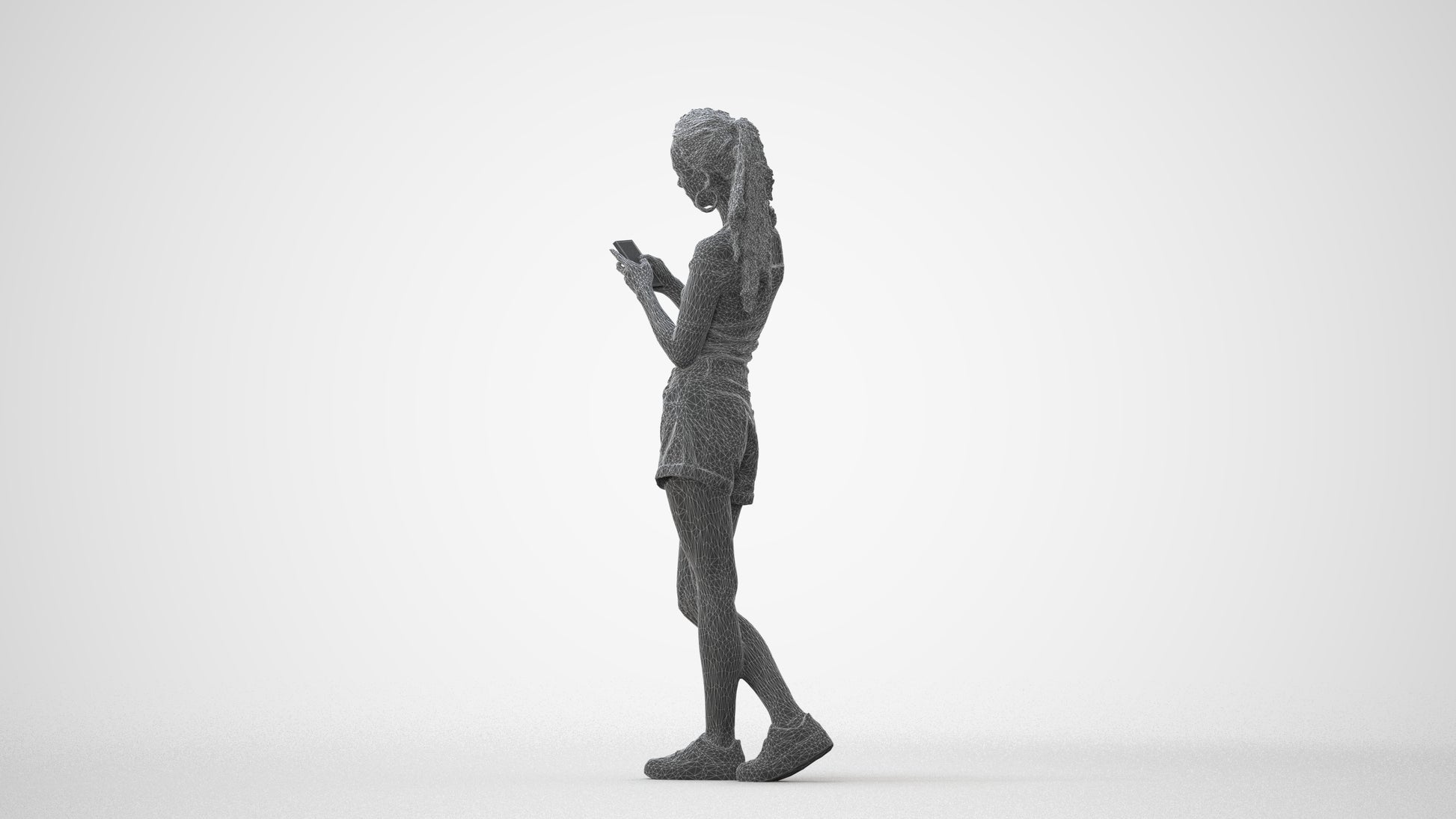 3D people model woman casual standing, scanned human for 3ds Max rendering, square thumbnail