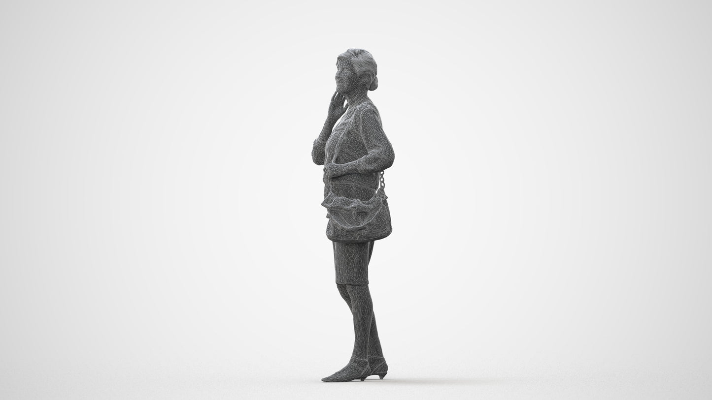 realistic 3D human senior woman business standing, archviz people FBX OBJ for Blender, square thumbnail
